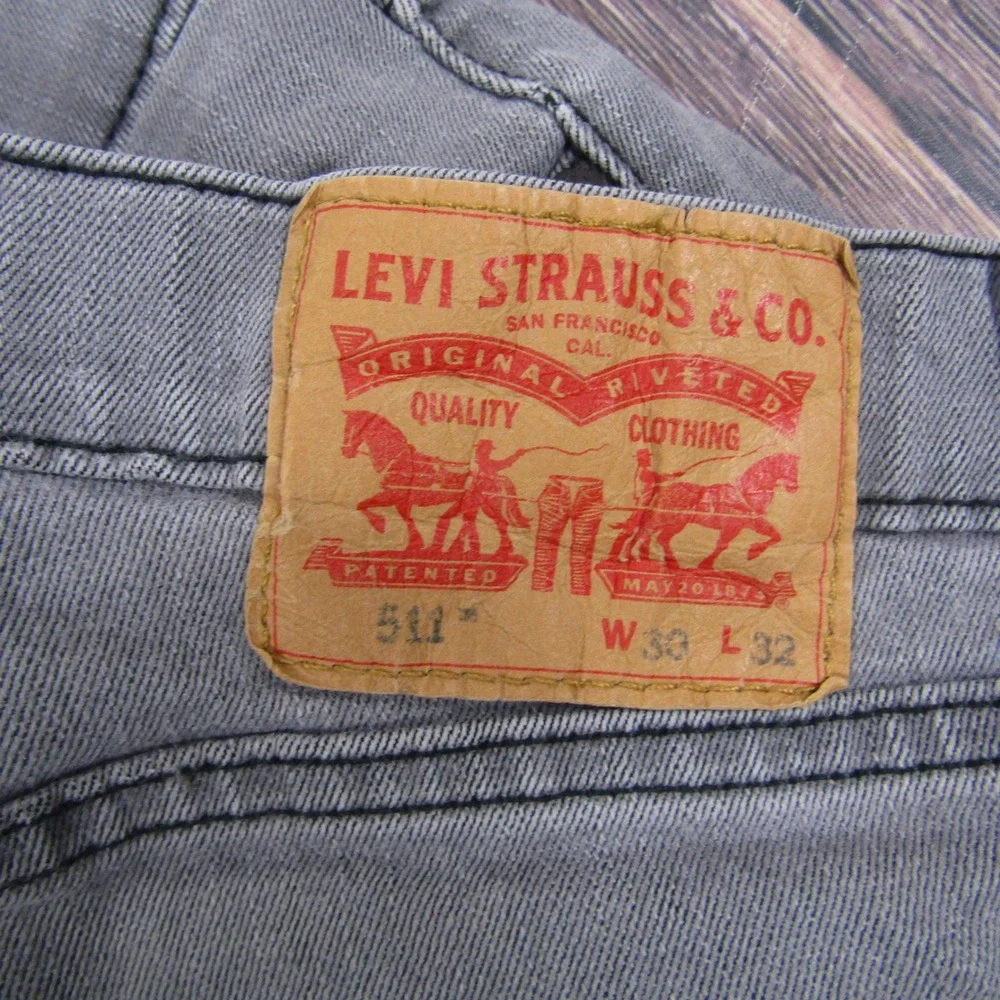 Levi's 511 Slim Fit Jeans Mens 30x32 Grey Stretch Denim Pants PC9-04511-2272